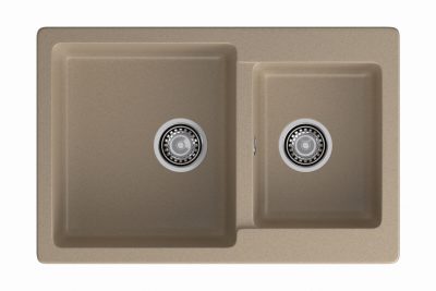Мойка мрамор PRACTIC GF-P-780K  2 чаши 780х510 мм песочный (с сифоном)