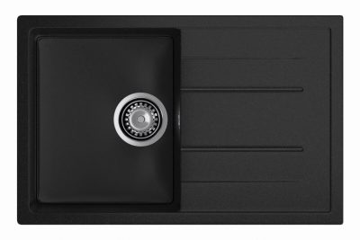 Мойка мрамор QUADRO GF-Q-780L чаша с крылом 780х500 мм черный (с сифоном)