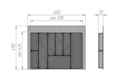 Лоток д/столовых принадлежн. М700 (ш650хг490) Графит