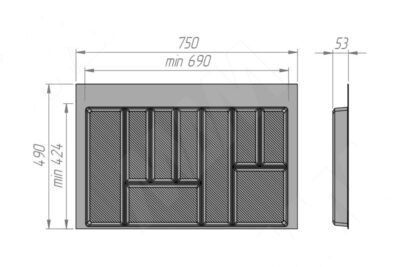 Лоток д/столовых принадлежн. М800 (ш750хг490) Графит