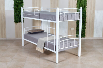 Кровать «Планета Лофт» двухъярусная белая с металлическими ножками 900х2000