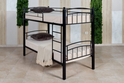 Кровать «Планета Лофт» двухъярусная черная с металлическими ножками 900х2000