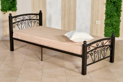Кровать «Планета Лилия» черная с металлическими ножками 900х2000