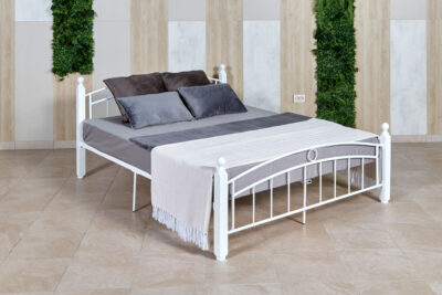 Кровать «Планета Лофт» белая с деревянными ножками (бук) 900х2000